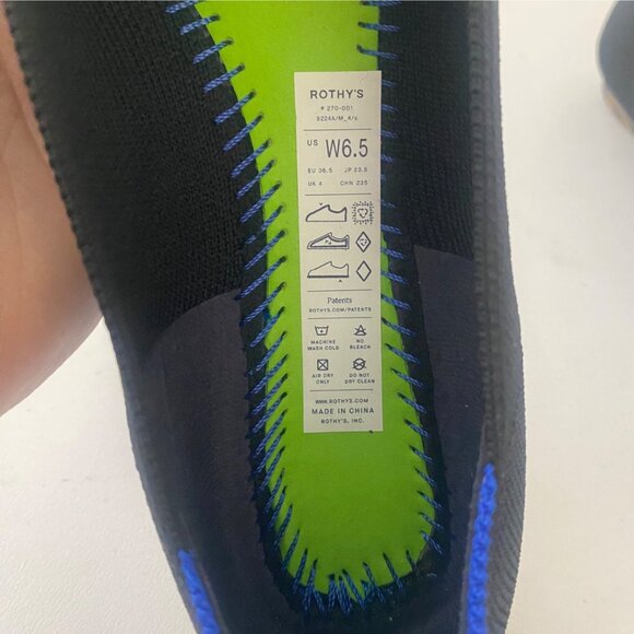 Rothy's Emblem Round Toe Ballet Flats Shoes Black Gold Buckle - Picture 8 of 8